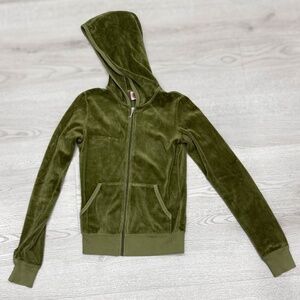 Juicy Couture Velour Olive Green Track Jacket